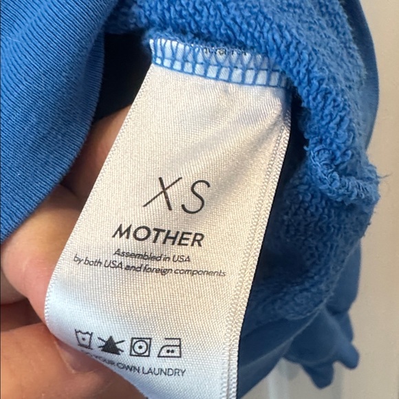 MOTHER The Drop Square Crewneck Sweatshirt blue rainbow letters XS - Picture 6 of 7